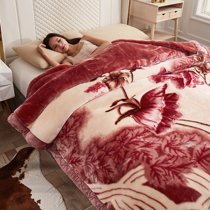 91家纺网 家纺一手货源 找家纺 雅诗帛 【2025年新款】双层加厚冬季毛毯拉舍尔毛毯加绒特厚婚庆结婚送礼毯子盖毯珊瑚绒 一见春秋