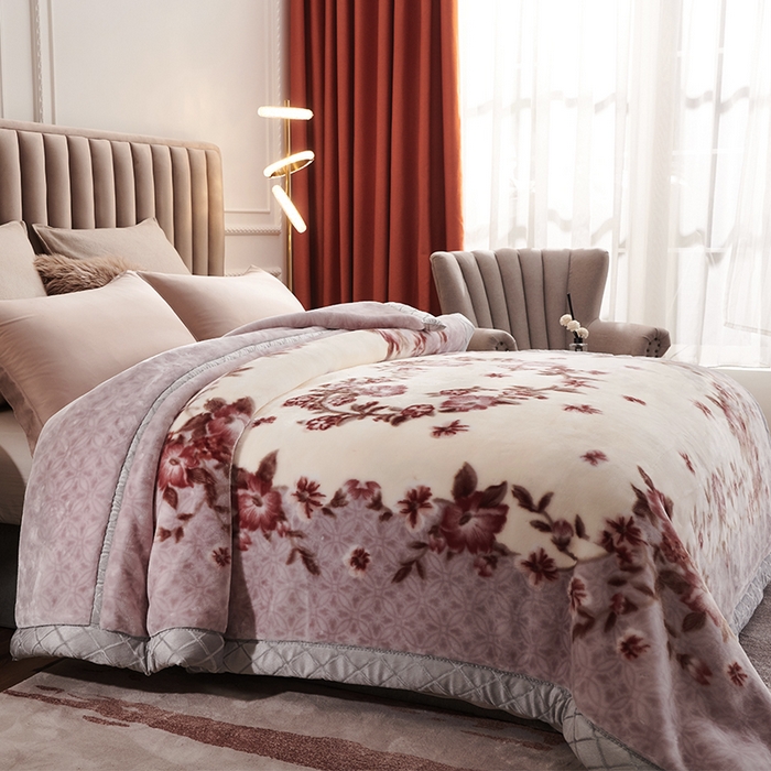 91家纺网 家纺一手货源 找家纺 雅诗帛 【2025年新款】双层加厚冬季毛毯拉舍尔毛毯加绒特厚婚庆结婚送礼毯子盖毯珊瑚绒 春意盎然