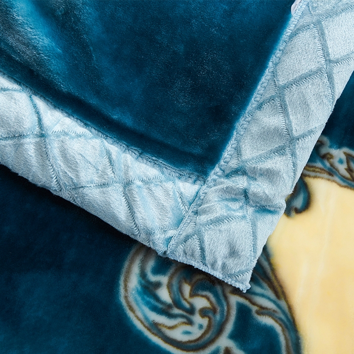 91家纺网 家纺一手货源 找家纺 雅诗帛 【2025年新款】双层加厚冬季毛毯拉舍尔毛毯加绒特厚婚庆结婚送礼毯子盖毯珊瑚绒 月夕朝花-兰