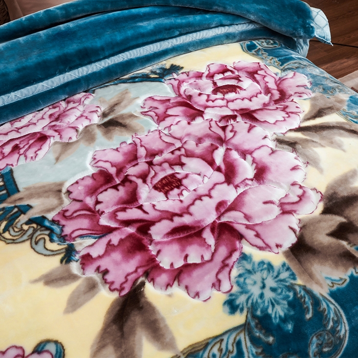 91家纺网 家纺一手货源 找家纺 雅诗帛 【2025年新款】双层加厚冬季毛毯拉舍尔毛毯加绒特厚婚庆结婚送礼毯子盖毯珊瑚绒 月夕朝花-兰