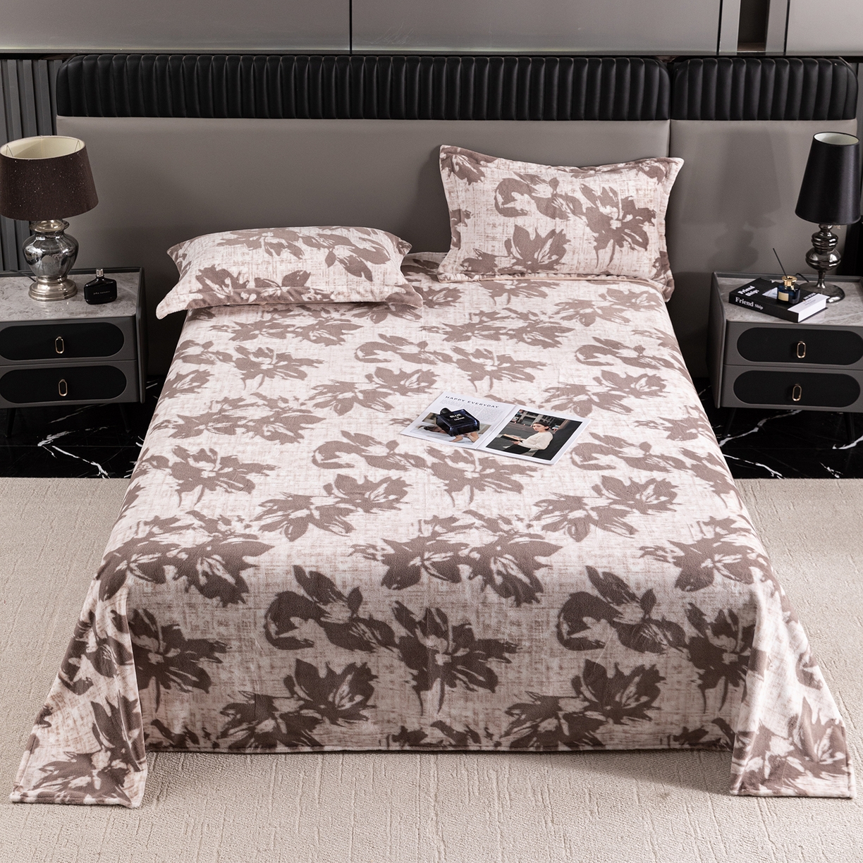 锦罗绣 2025新款全消光兔绒300克牛奶绒床单 山水一色