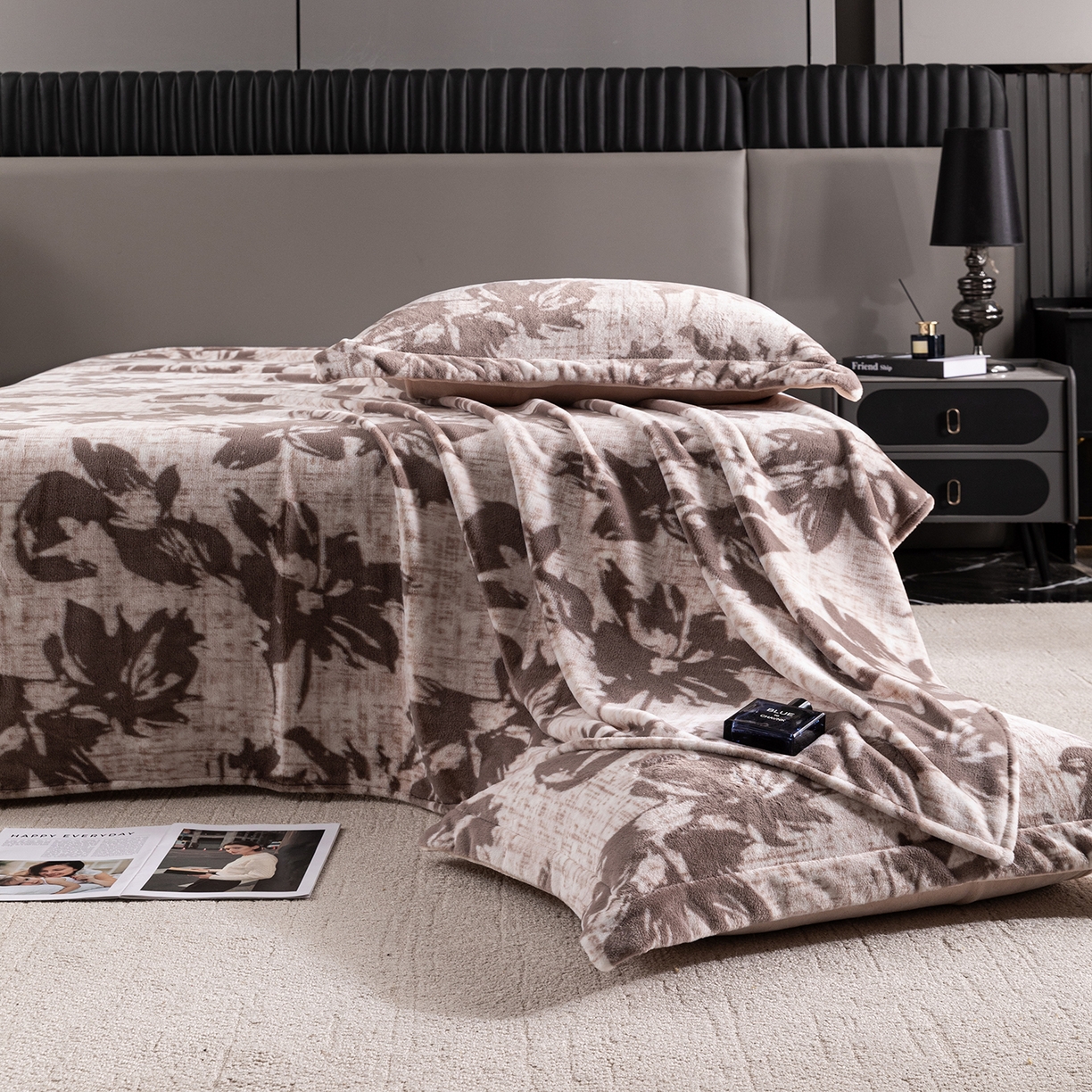 91家纺网 家纺一手货源 找家纺 锦罗绣 2025新款全消光兔绒300克牛奶绒床单 山水一色