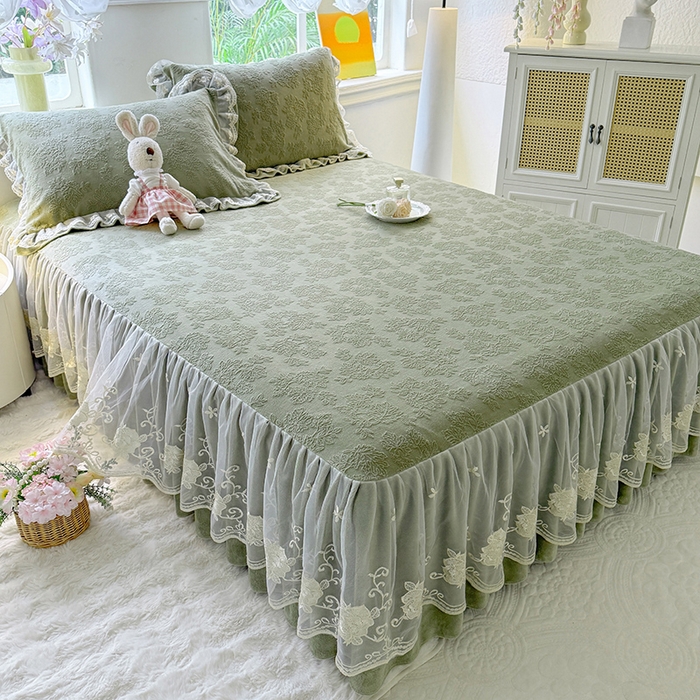 91家纺网 家纺一手货源 找家纺 （总）美达家纺 2025新款牛奶绒雕花系列床裙四件套（可定制）