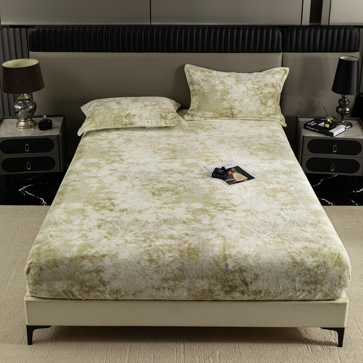 锦罗绣 2025新款全消光兔绒300克牛奶绒床笠 绿野仙踪