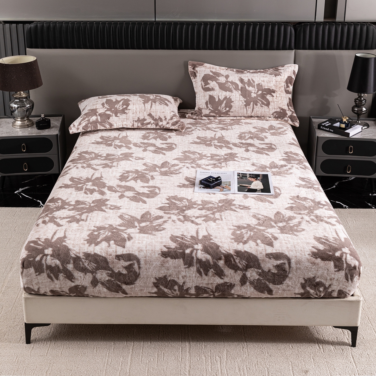 锦罗绣 2025新款全消光兔绒300克牛奶绒床笠 山水一色