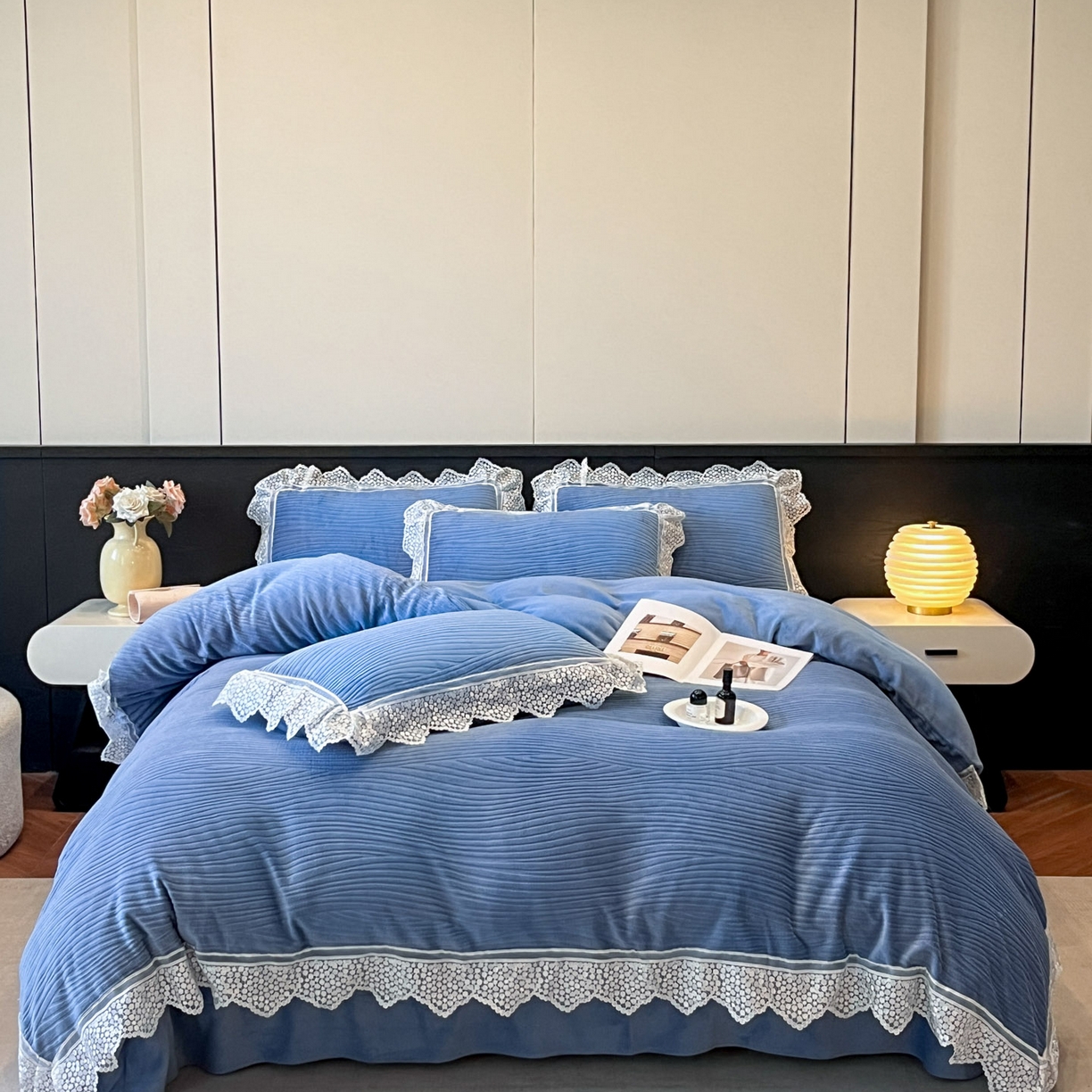 91家纺网 家纺一手货源 找家纺 爱家（原缔乐家纺） 2025新款A类牛奶雕花绒四件套系列 维多利-宾利兰