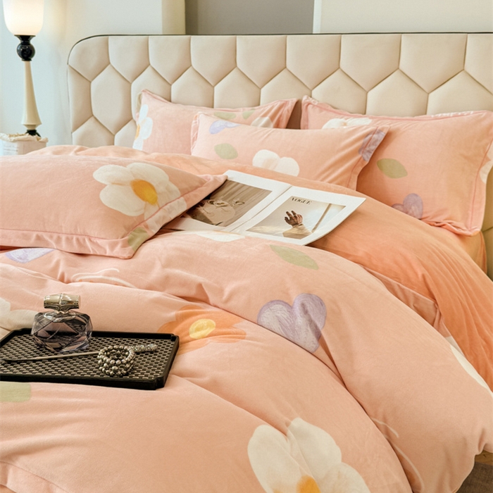 喜四方 2025新款超细旦婴儿宝宝绒印花四件套 初心-桔