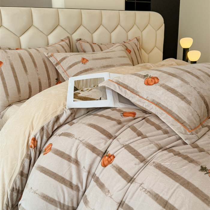 91家纺网 家纺一手货源 找家纺 喜四方 2025新款超细旦婴儿宝宝绒印花四件套 番禧