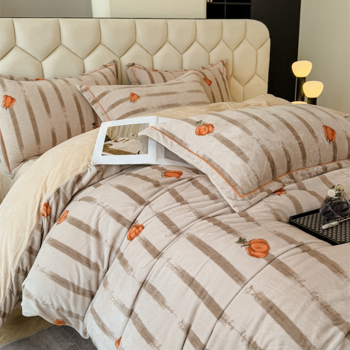 91家纺网 家纺一手货源 找家纺 喜四方 2025新款超细旦婴儿宝宝绒印花四件套 番禧