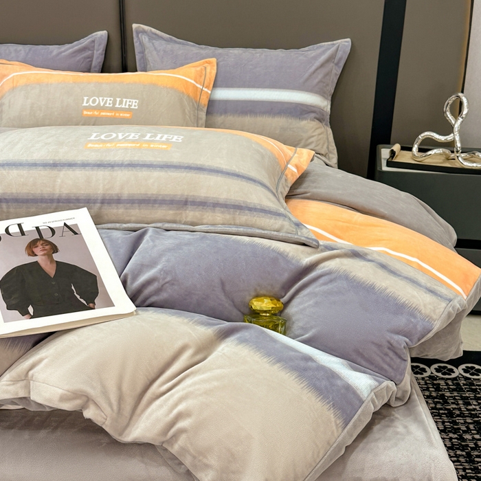 91家纺网 家纺一手货源 找家纺 喜四方 2025新款超细旦婴儿宝宝绒印花四件套 美好生活