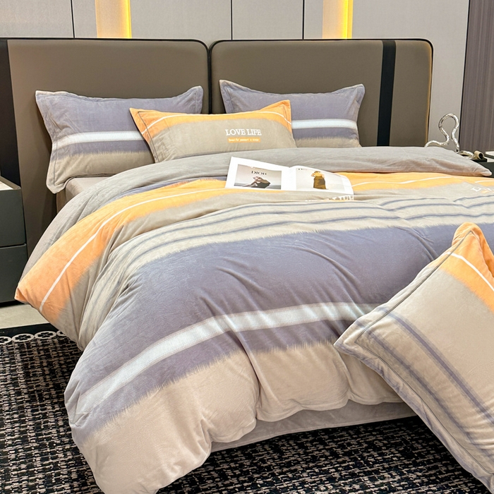 91家纺网 家纺一手货源 找家纺 喜四方 2025新款超细旦婴儿宝宝绒印花四件套 美好生活