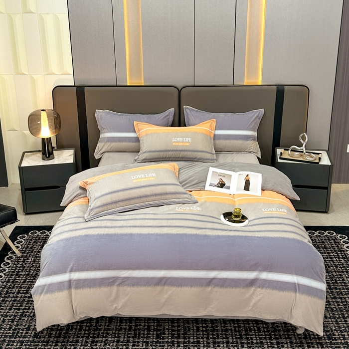 91家纺网 家纺一手货源 找家纺 喜四方 2025新款超细旦婴儿宝宝绒印花四件套 美好生活