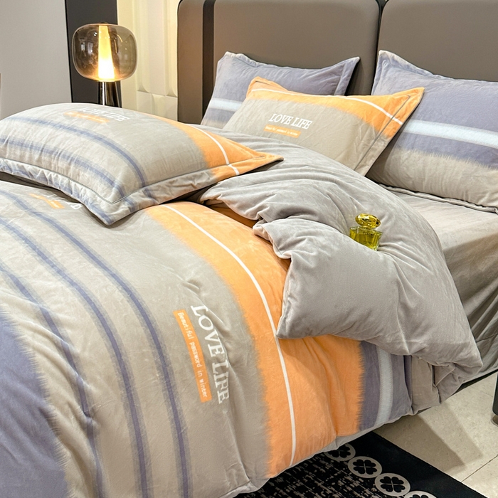 91家纺网 家纺一手货源 找家纺 喜四方 2025新款超细旦婴儿宝宝绒印花四件套 美好生活