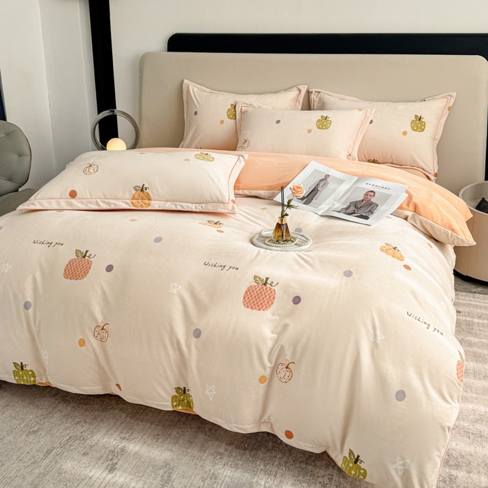 91家纺网 家纺一手货源 找家纺 喜四方 2025新款超细旦婴儿宝宝绒印花四件套 梦幻乐园 -米