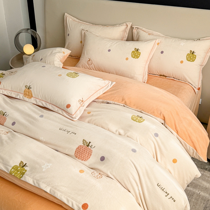 喜四方 2025新款超细旦婴儿宝宝绒印花四件套 梦幻乐园 -米