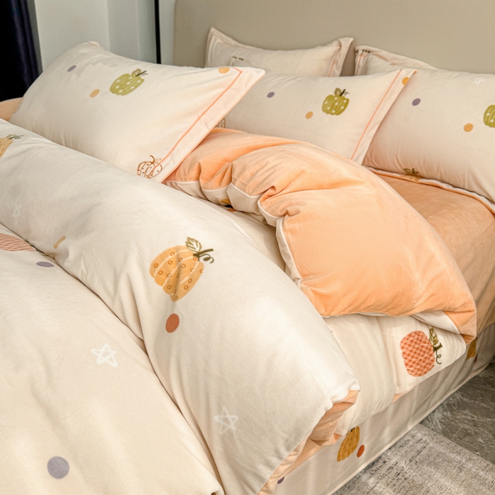 91家纺网 家纺一手货源 找家纺 喜四方 2025新款超细旦婴儿宝宝绒印花四件套 梦幻乐园 -米