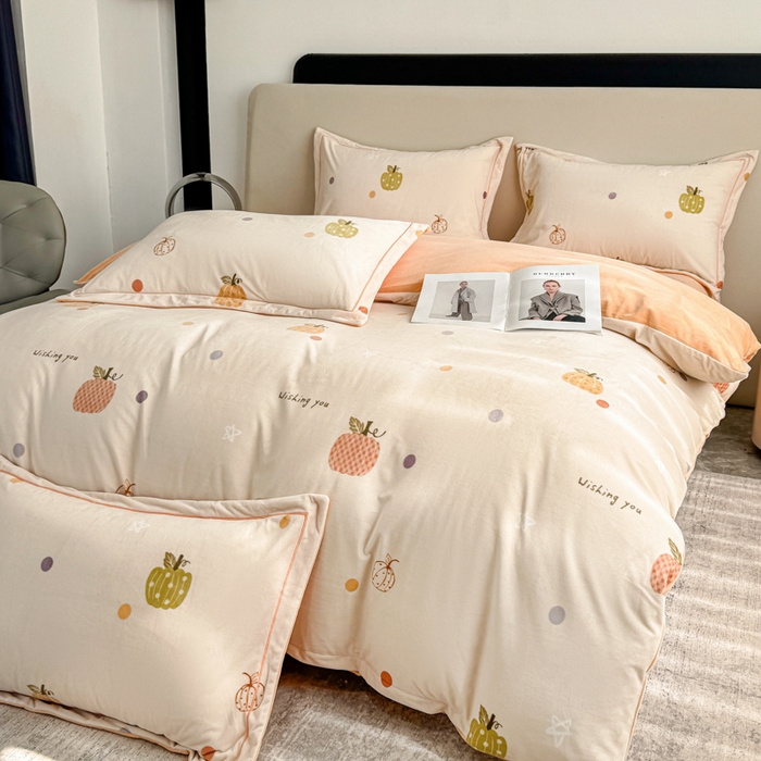 91家纺网 家纺一手货源 找家纺 喜四方 2025新款超细旦婴儿宝宝绒印花四件套 梦幻乐园 -米