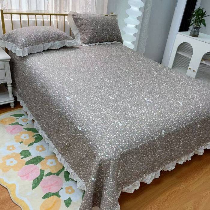 91家纺网 家纺一手货源 找家纺 暖居 2025新款法式纯棉砂洗棉花床盖三件套同款豆豆被双面纯棉被套 欧若拉