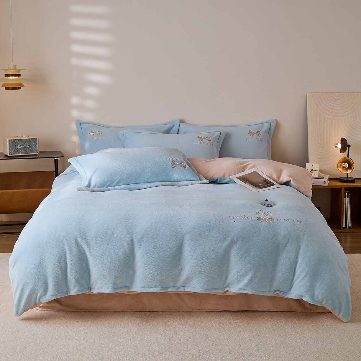 91家纺网 家纺一手货源 找家纺 （总）锦罗绣 2025新款雪尼绒艾尼绒230克全消光绣花系列四件套