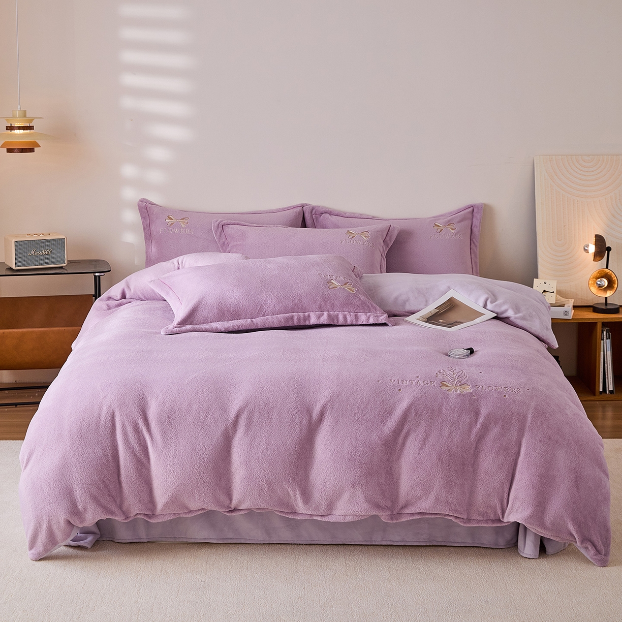 91家纺网 家纺一手货源 找家纺 （总）锦罗绣 2025新款雪尼绒艾尼绒230克全消光绣花系列四件套