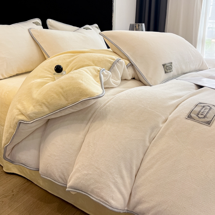 91家纺网 家纺一手货源 找家纺 （总）眠博士 2025新款时尚款牛奶绒加厚保暖四件套四件套