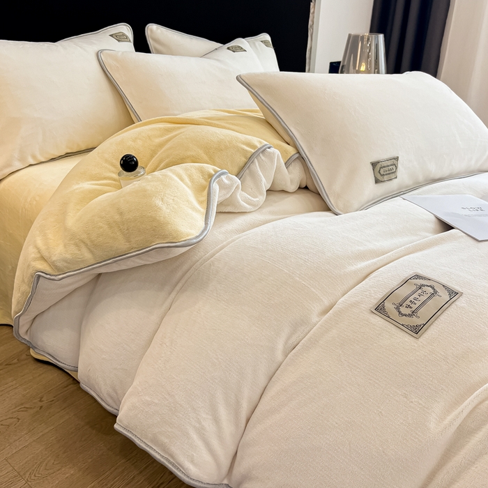 91家纺网 家纺一手货源 找家纺 （总）眠博士 2025新款时尚款牛奶绒加厚保暖四件套四件套