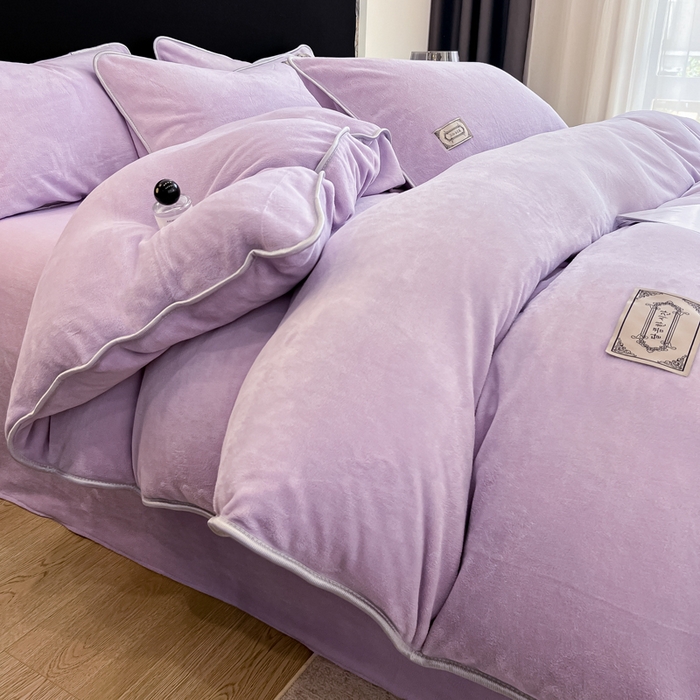 91家纺网 家纺一手货源 找家纺 （总）眠博士 2025新款时尚款牛奶绒加厚保暖四件套四件套