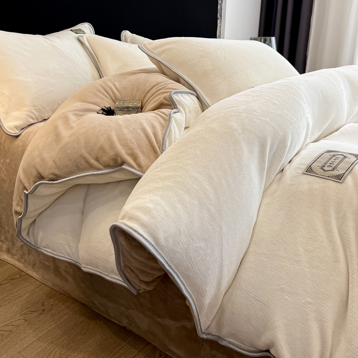 眠博士 2025新款时尚款牛奶绒加厚保暖四件套四件套 时尚款-白拼咖