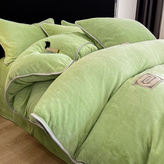眠博士 2025新款时尚款牛奶绒加厚保暖四件套四件套 时尚款-苹果绿