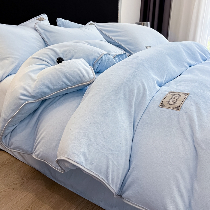眠博士 2025新款时尚款牛奶绒加厚保暖四件套四件套 时尚款-雾霾蓝