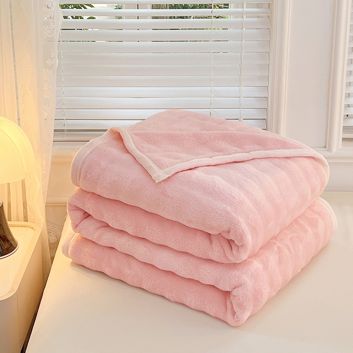 91家纺网 家纺一手货源 找家纺 贝拉梦家纺 2025新款加厚保暖托卡斯兔毛绒毛毯多功能毯子保暖盖毯毯子 白桃茶粉