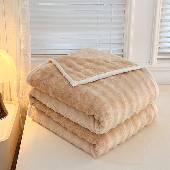 91家纺网 家纺一手货源 找家纺 贝拉梦家纺 2025新款加厚保暖托卡斯兔毛绒毛毯多功能毯子保暖盖毯毯子 可可奶棕