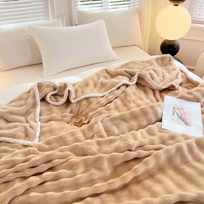 91家纺网 家纺一手货源 找家纺 贝拉梦家纺 2025新款加厚保暖托卡斯兔毛绒毛毯多功能毯子保暖盖毯毯子 可可奶棕