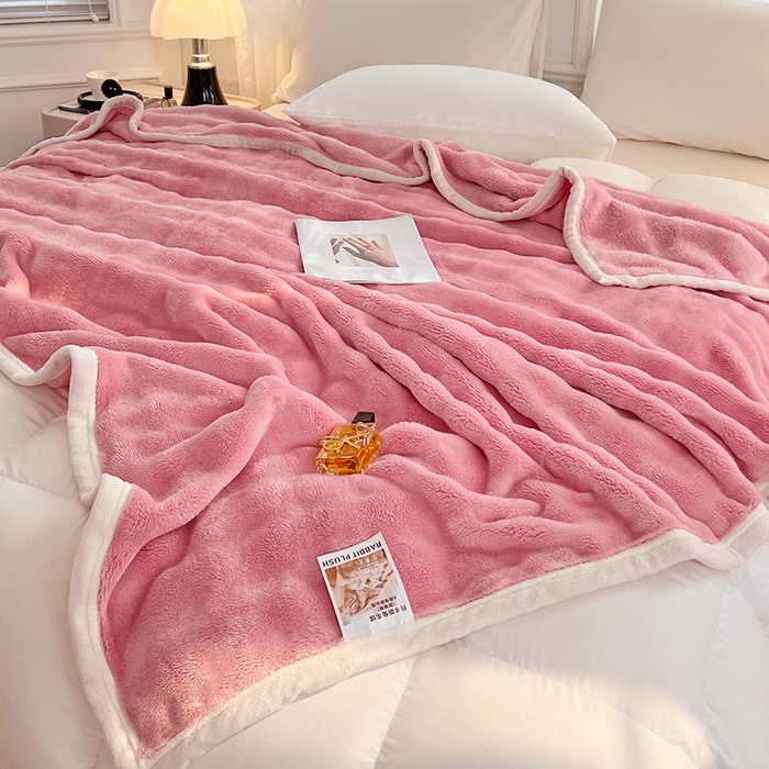 91家纺网 家纺一手货源 找家纺 贝拉梦家纺 2025新款加厚保暖托卡斯兔毛绒毛毯多功能毯子保暖盖毯毯子 甜蜜粉