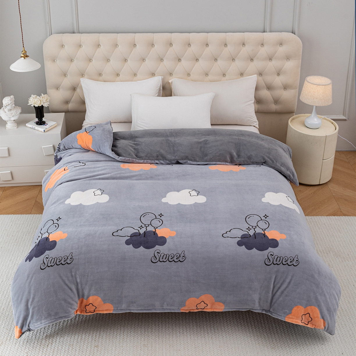 锦罗绣 2025新款230克牛奶绒印花单被套 甜蜜宝贝