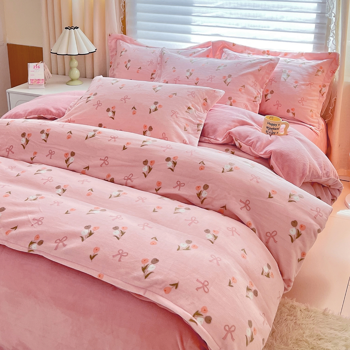 91家纺网 家纺一手货源 找家纺 锦罗绣 2025新款230克牛奶绒印花单被套 郁金香