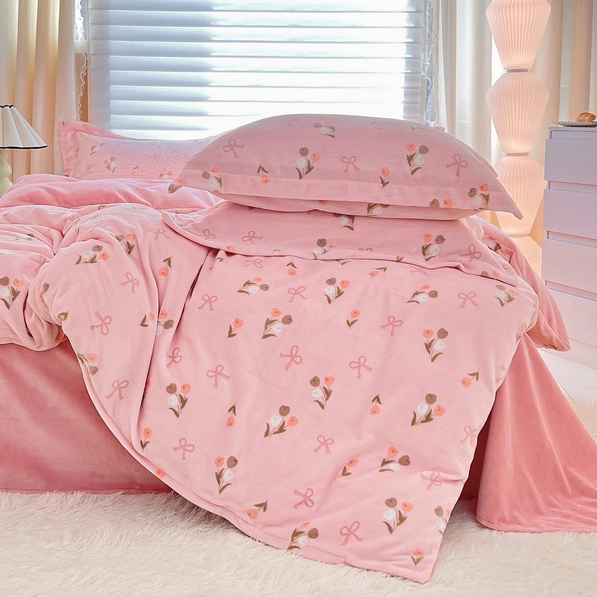 91家纺网 家纺一手货源 找家纺 锦罗绣 2025新款230克牛奶绒印花单被套 郁金香