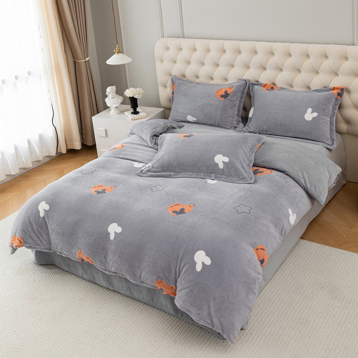 91家纺网 家纺一手货源 找家纺 锦罗绣 2025新款230克牛奶绒印花单被套 遇见