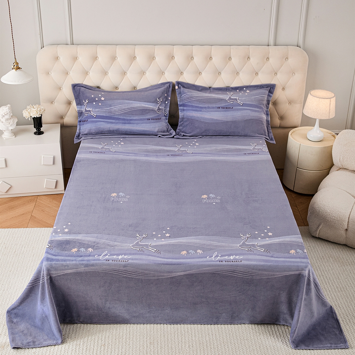 91家纺网 家纺一手货源 找家纺 （总）锦罗绣 2025新款230克牛奶绒印花单床单