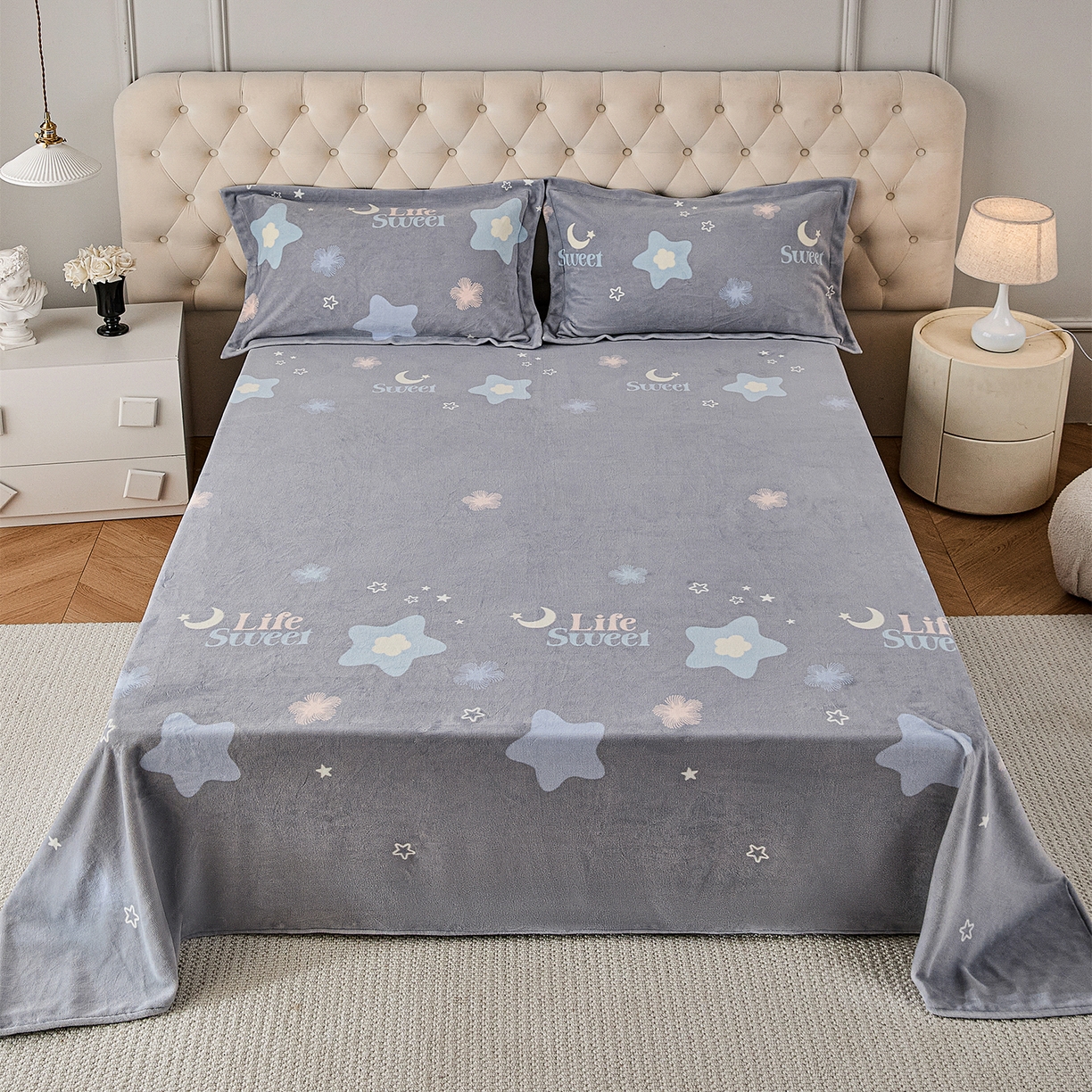 91家纺网 家纺一手货源 找家纺 （总）锦罗绣 2025新款230克牛奶绒印花单床单