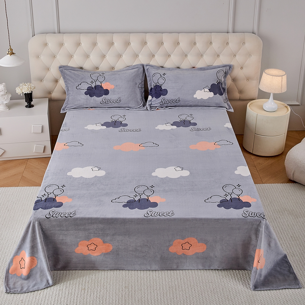 91家纺网 家纺一手货源 找家纺 （总）锦罗绣 2025新款230克牛奶绒印花单床单