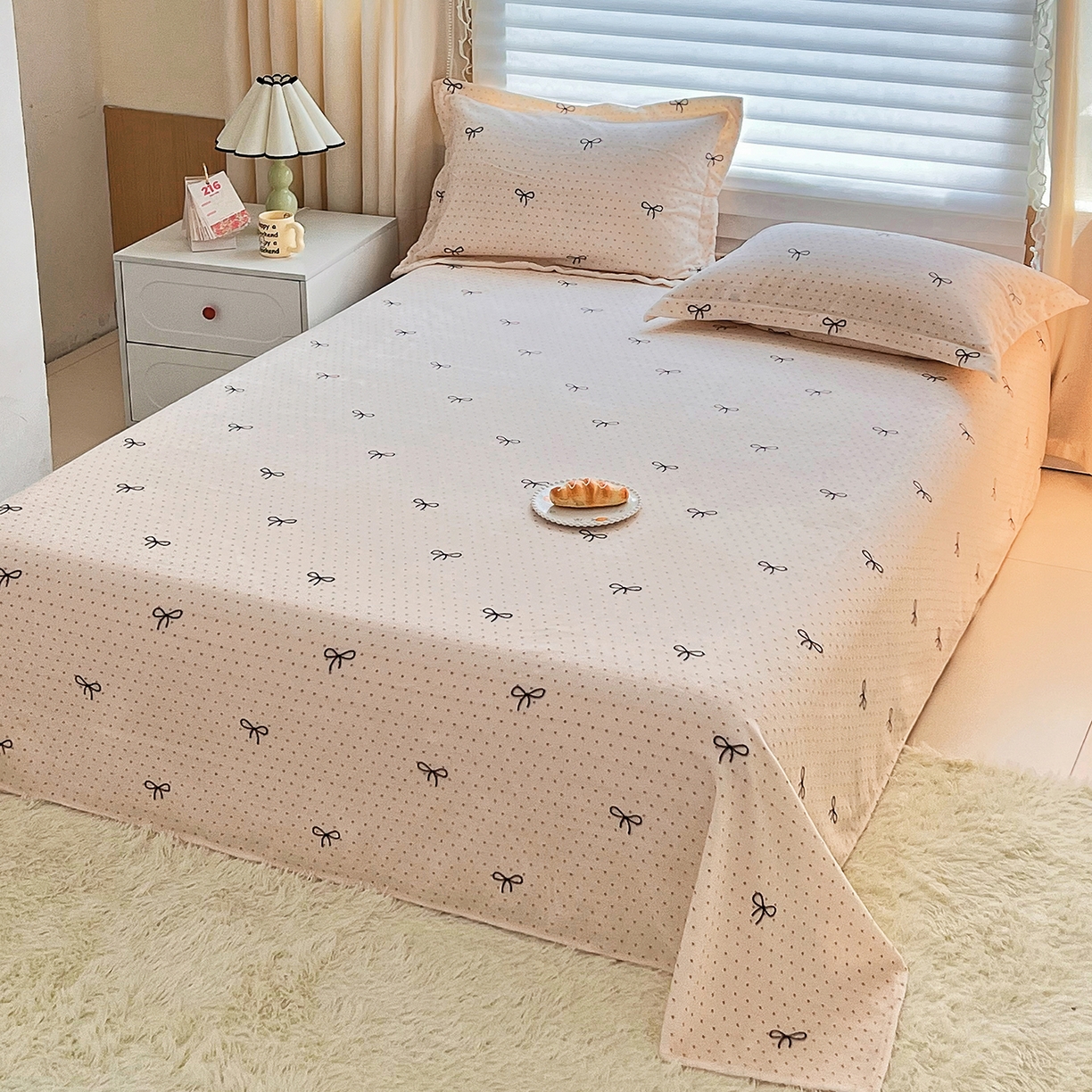 91家纺网 家纺一手货源 找家纺 锦罗绣 2025新款230克牛奶绒印花单床单 爱心结