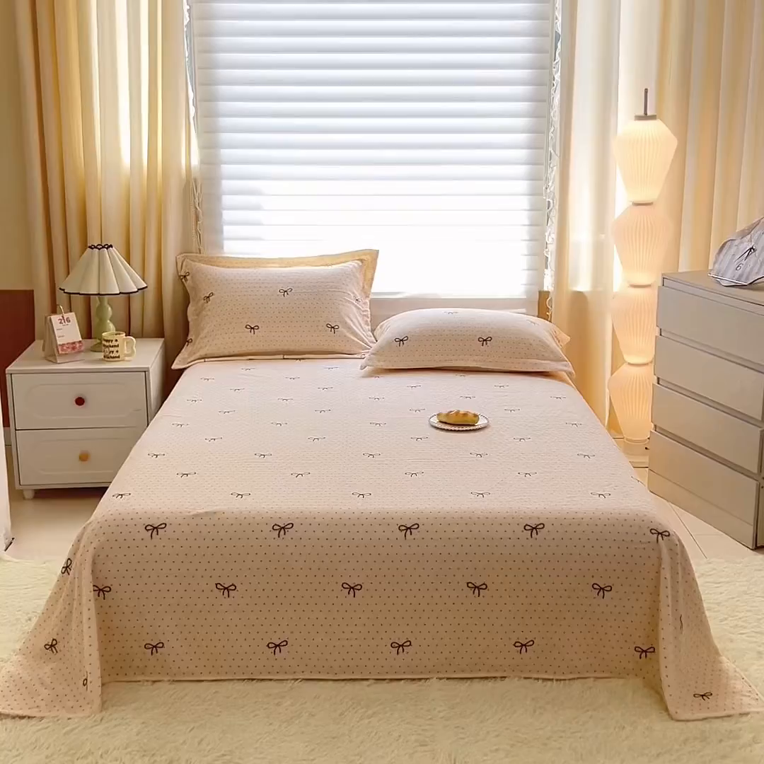 91家纺网 家纺一手货源 找家纺 锦罗绣 2025新款230克牛奶绒印花单床单 爱心结