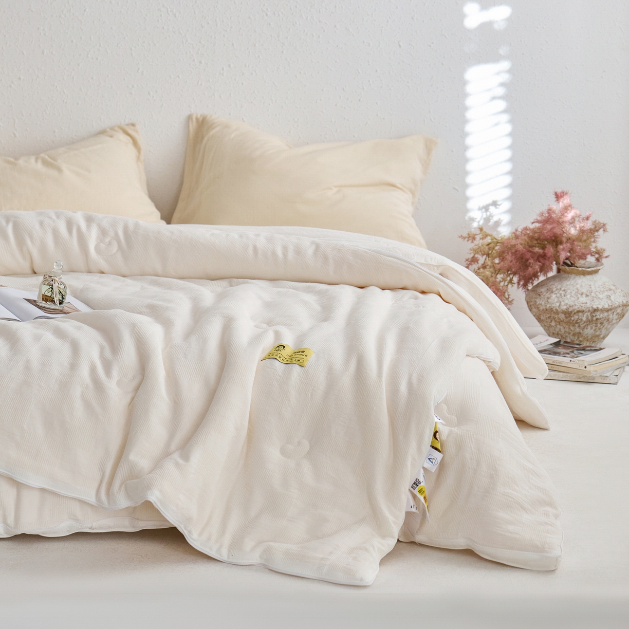 91家纺网 家纺一手货源 找家纺 （总）纪梵茜 2025新款李官奇正品授权55%大豆拉链子母被芯二合一双胎被子全棉华夫格四季被纯棉冬被