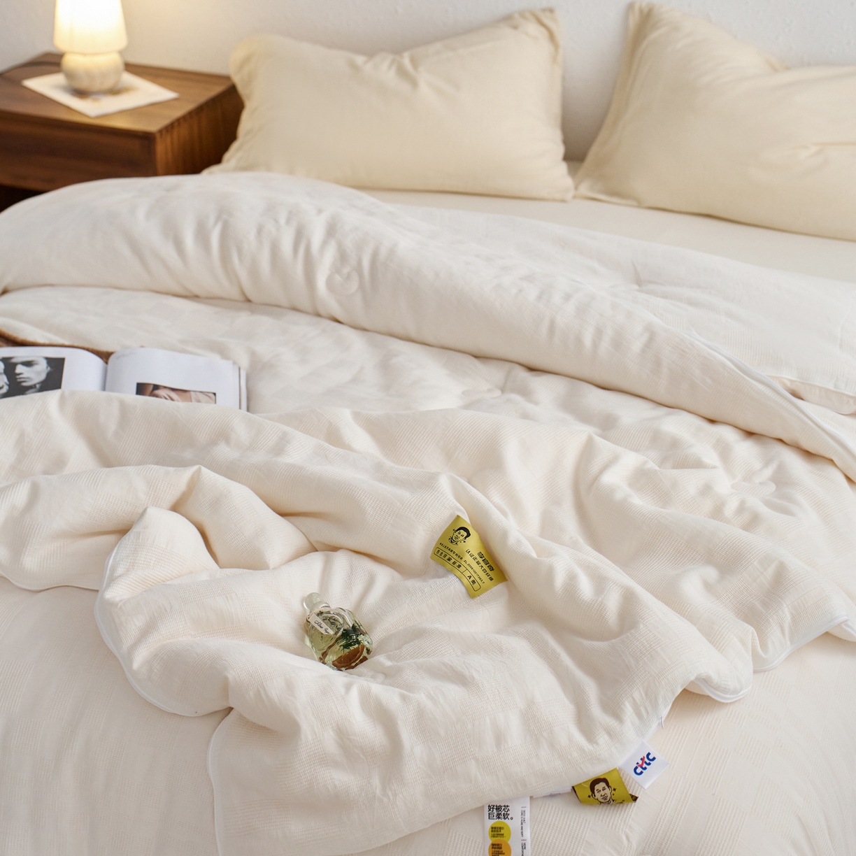 91家纺网 家纺一手货源 找家纺 （总）纪梵茜 2025新款李官奇正品授权55%大豆拉链子母被芯二合一双胎被子全棉华夫格四季被纯棉冬被