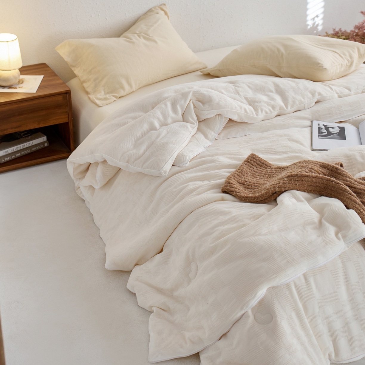 91家纺网 家纺一手货源 找家纺 （总）纪梵茜 2025新款李官奇正品授权55%大豆拉链子母被芯二合一双胎被子全棉华夫格四季被纯棉冬被