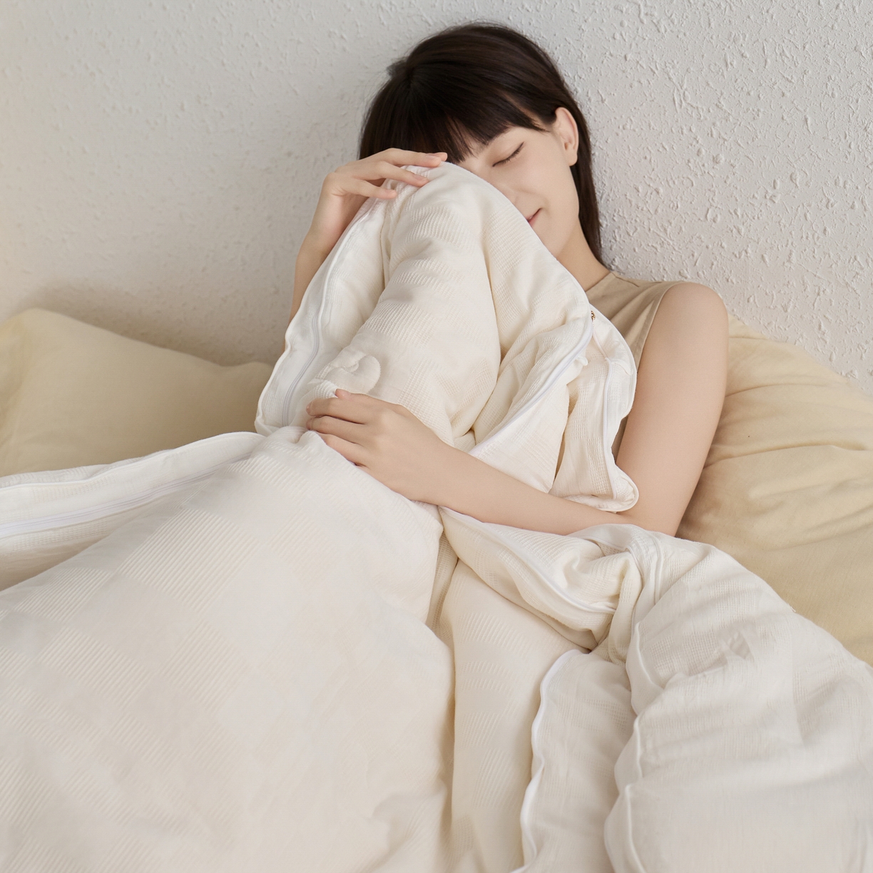 91家纺网 家纺一手货源 找家纺 （总）纪梵茜 2025新款李官奇正品授权55%大豆拉链子母被芯二合一双胎被子全棉华夫格四季被纯棉冬被