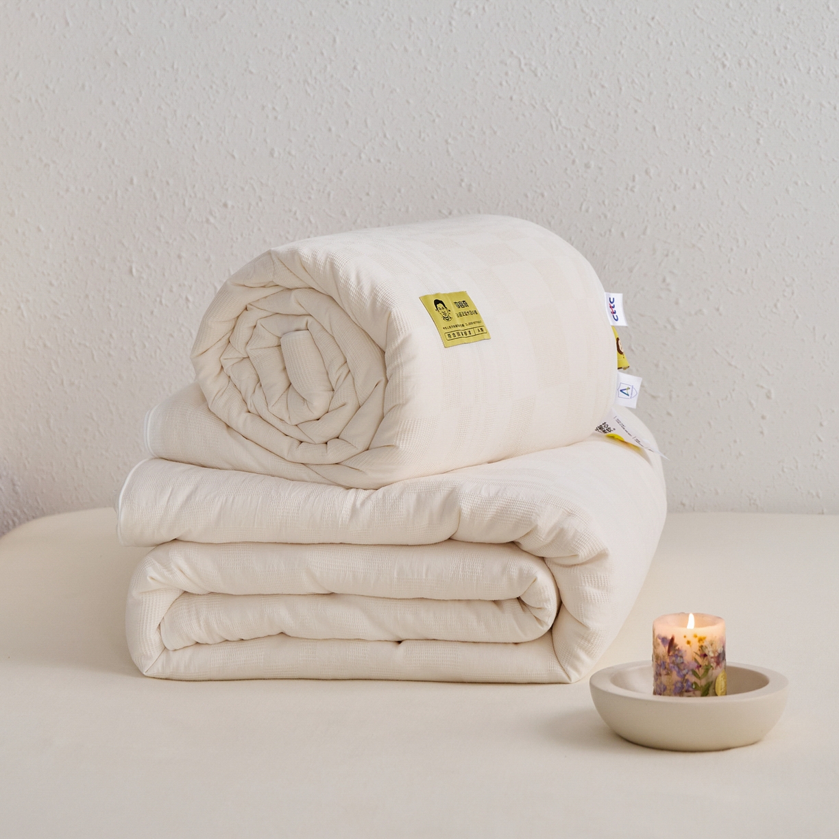 91家纺网 家纺一手货源 找家纺 （总）纪梵茜 2025新款李官奇正品授权55%大豆拉链子母被芯二合一双胎被子全棉华夫格四季被纯棉冬被