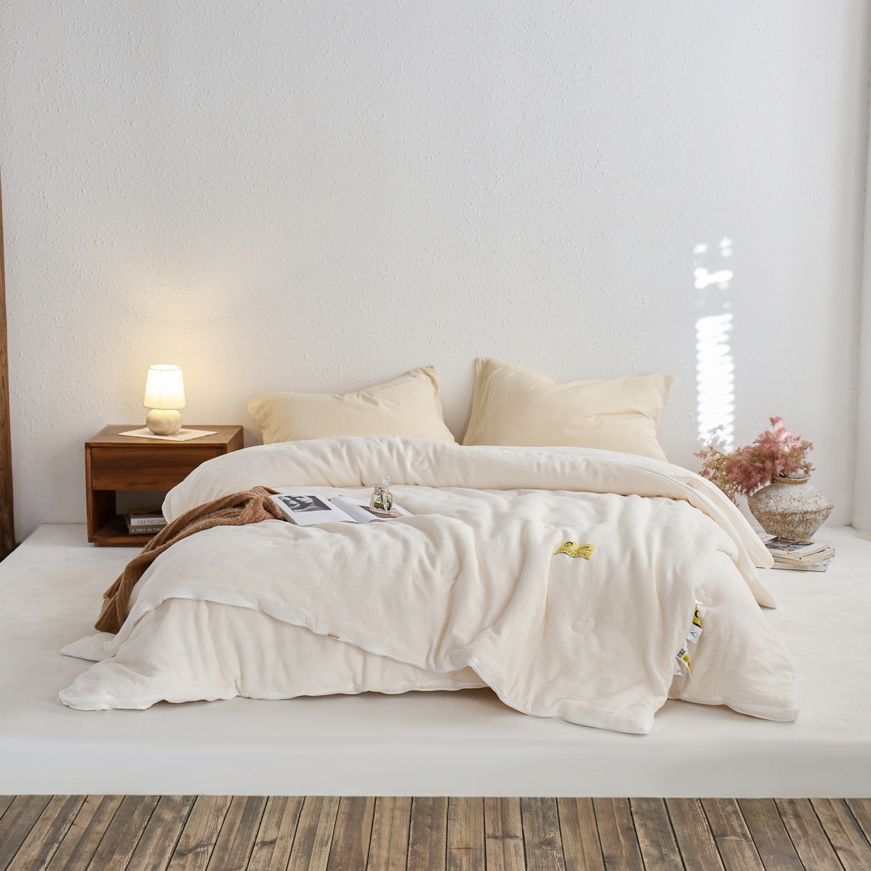 91家纺网 家纺一手货源 找家纺 纪梵茜 2025新款李官奇正品授权55%大豆拉链子母被芯二合一双胎被子全棉华夫格四季被纯棉冬被 大豆子母被-宝铂