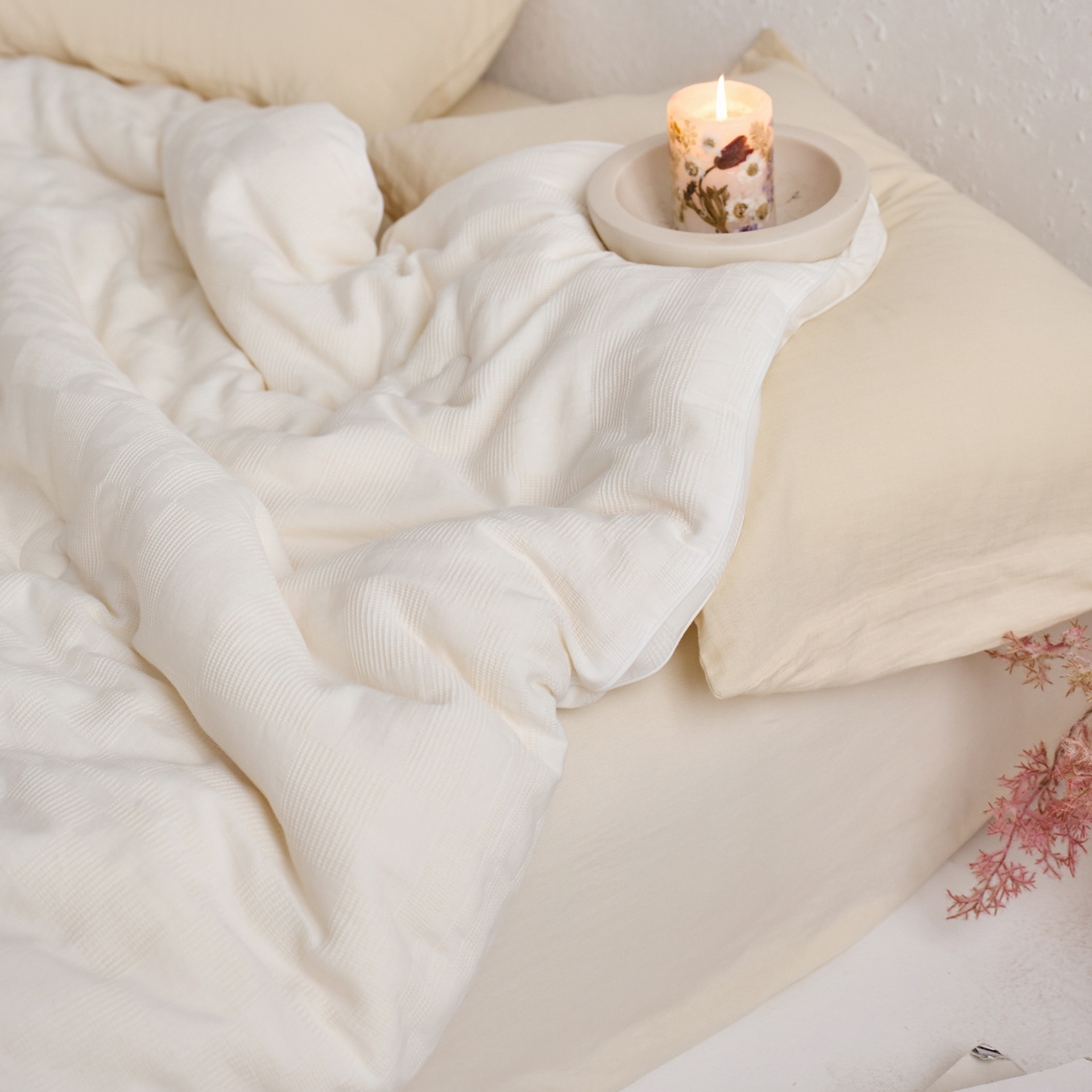 91家纺网 家纺一手货源 找家纺 纪梵茜 2025新款李官奇正品授权55%大豆拉链子母被芯二合一双胎被子全棉华夫格四季被纯棉冬被 大豆被-宝铂